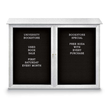 United Visual Products Indoor Enclosed Combo Board, 48"x36", Satin Frame/Black Porc & Forbo UVCB4836-BLKPORC-FORBO